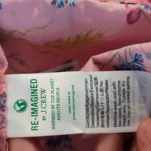 J. Crew Liberty Fabric Pink Cotton Floral Wheat Bouquet Ruffled size medium - Picture 6 of 11